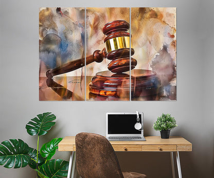 Justice Wall Art – Gavel Canvas Print | Lawyer Office Decor, Judge Gift, Attorney Gift