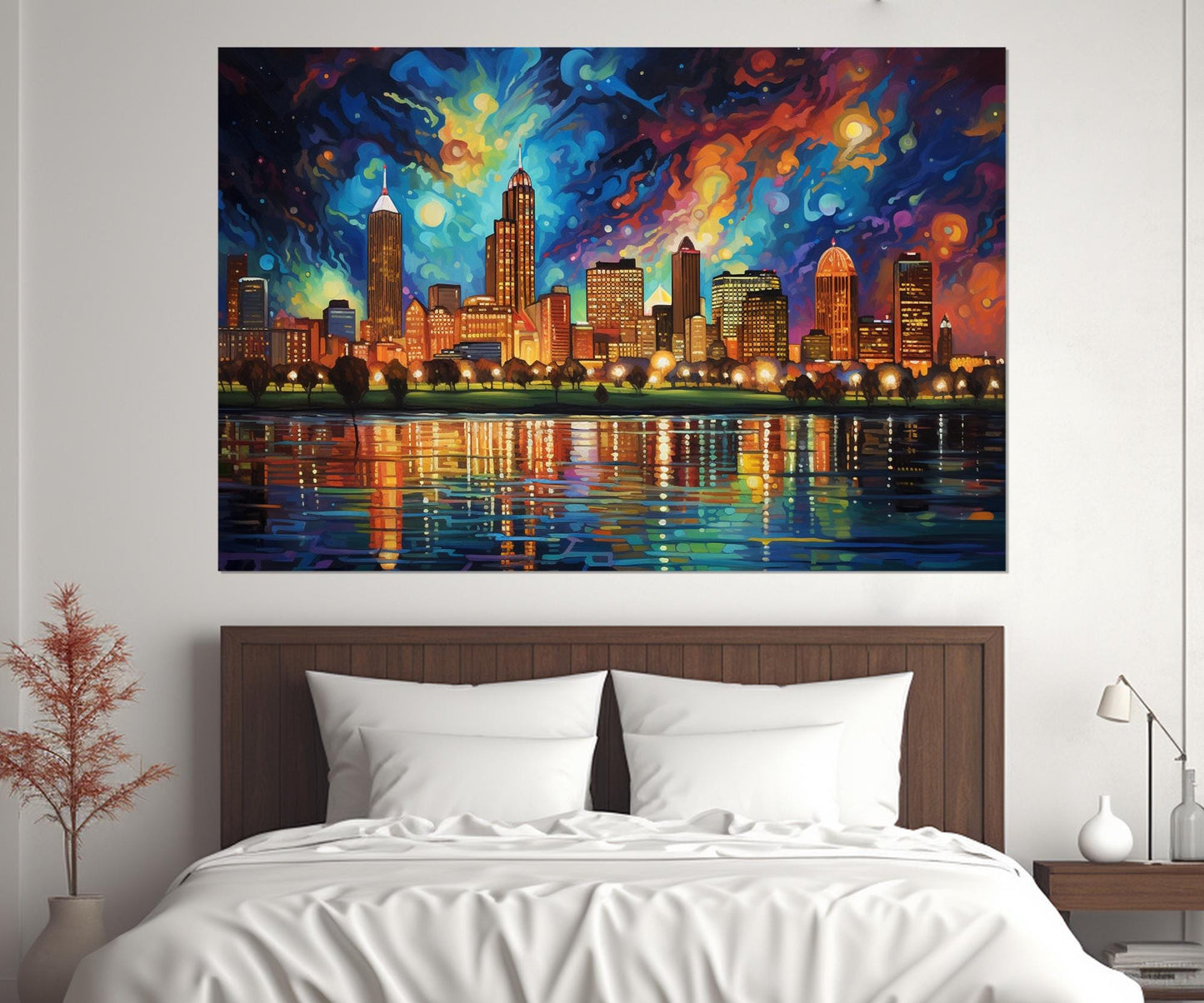 Detroit Canvas Print – Abstract Detroit Skyline Painting | Ready to Hang Wall Art