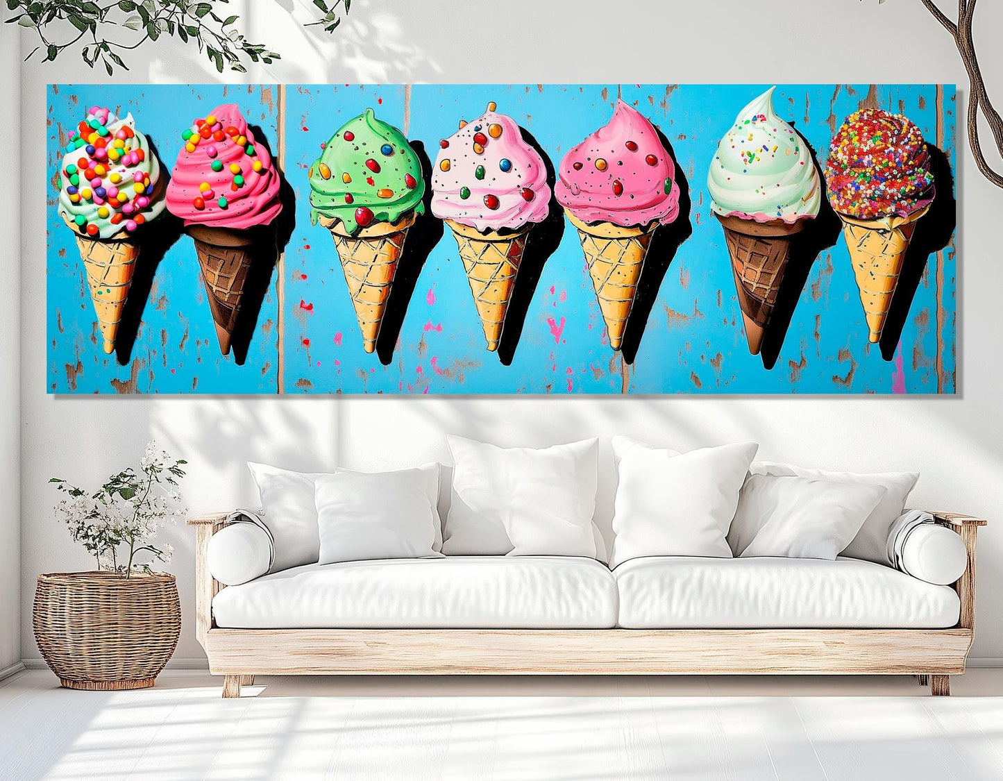 Abstract Ice Cream Canvas – Framed Canvas Print | Ready to Hang Kitchen Wall Decor