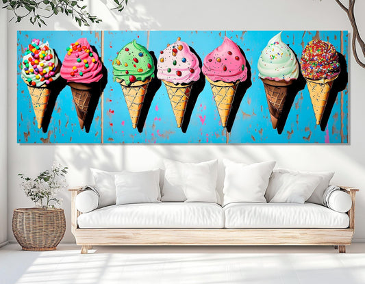 Abstract Ice Cream Canvas – Framed Canvas Print | Ready to Hang Kitchen Wall Decor