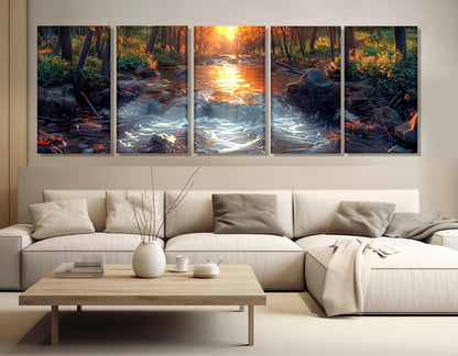 Sunset River Canvas - Large Scenic River Artwork | Framed Canvas Art Ready to Hang