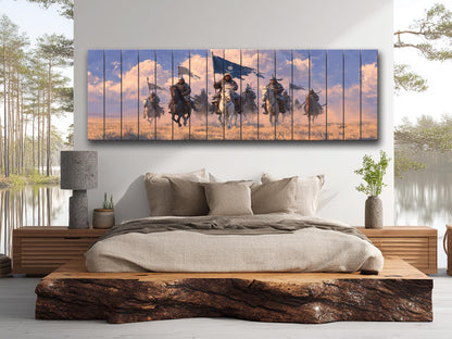Genghis Khan Wood Print - Mongol Army Art on Natural Wood Texture | Ready to Hang