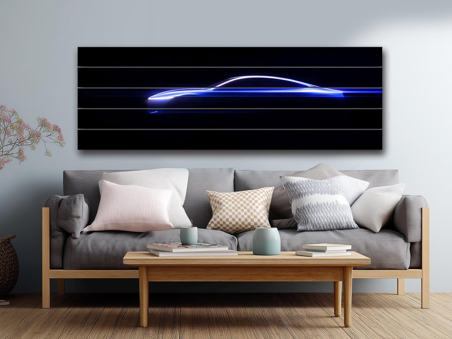 Minimalist Sports Car Silhouette  Printed on Wood - Vehicle Wall Art