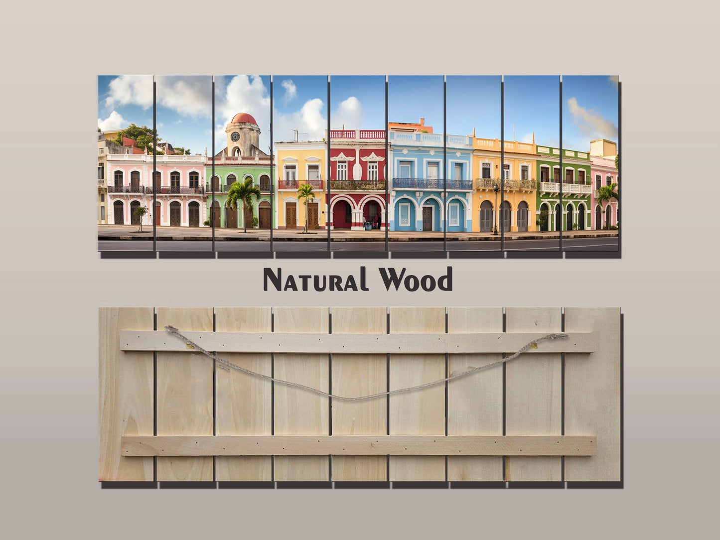 Puerto Rico Wood Wall Art – Rustic San Juan Wall Decor with Abstract Wood Plank Design