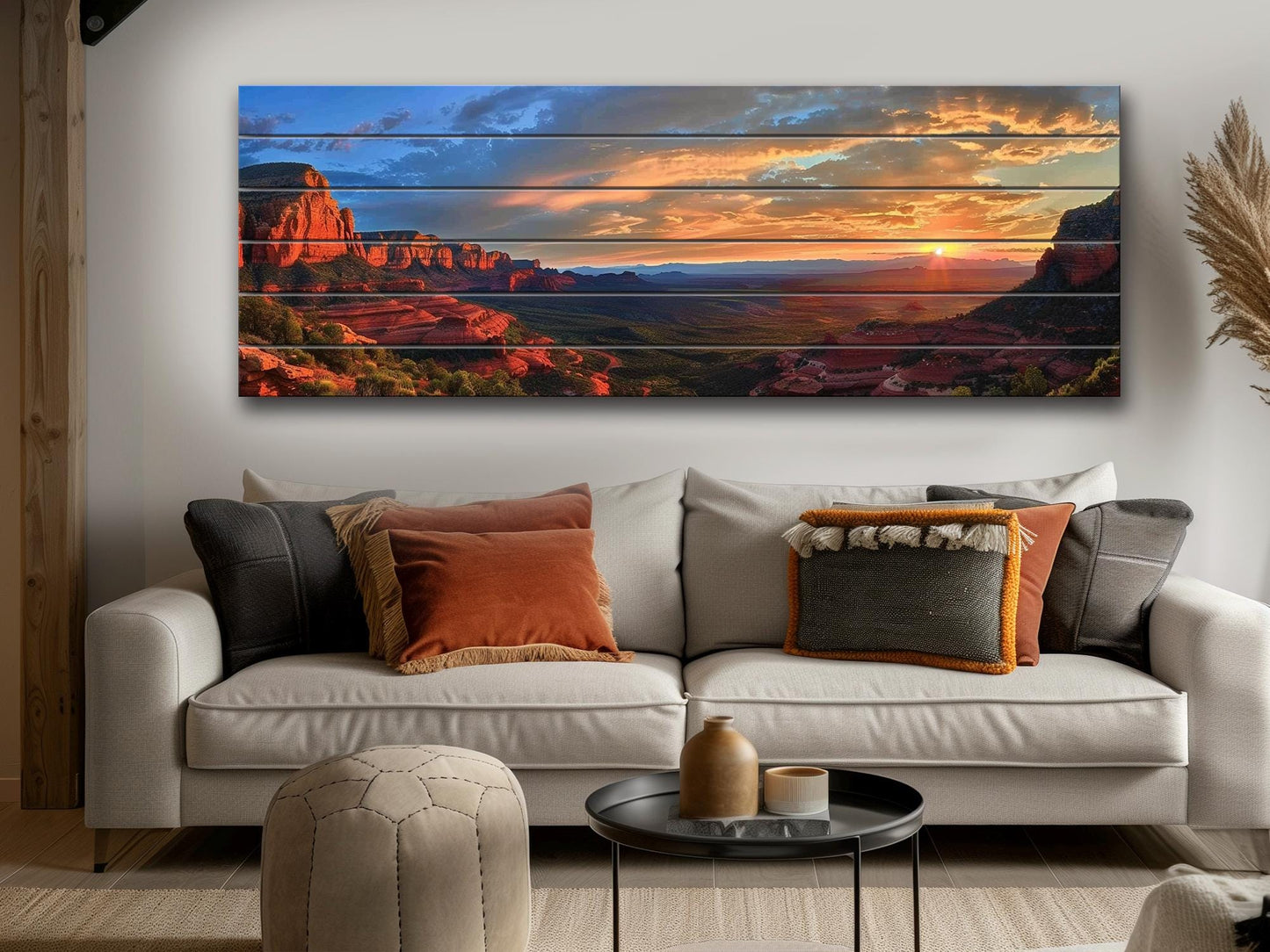 Red Rocks Wood Print – Arizona Wall Art | Rustic Desert Landscape Decor on Natural Wood