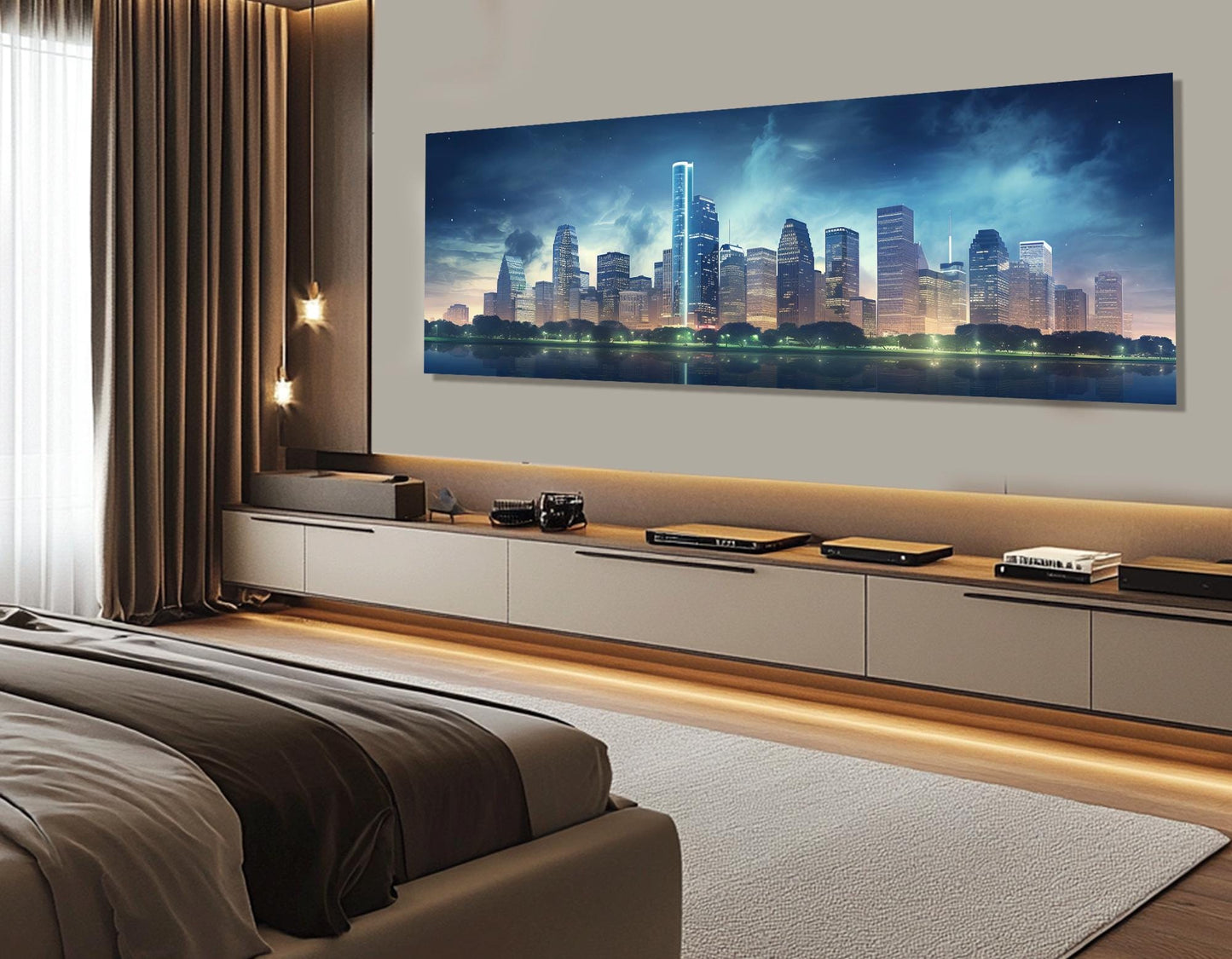 Houston Skyline Canvas - Large Cotton Canvas Print With Gallery Wrapped Frame