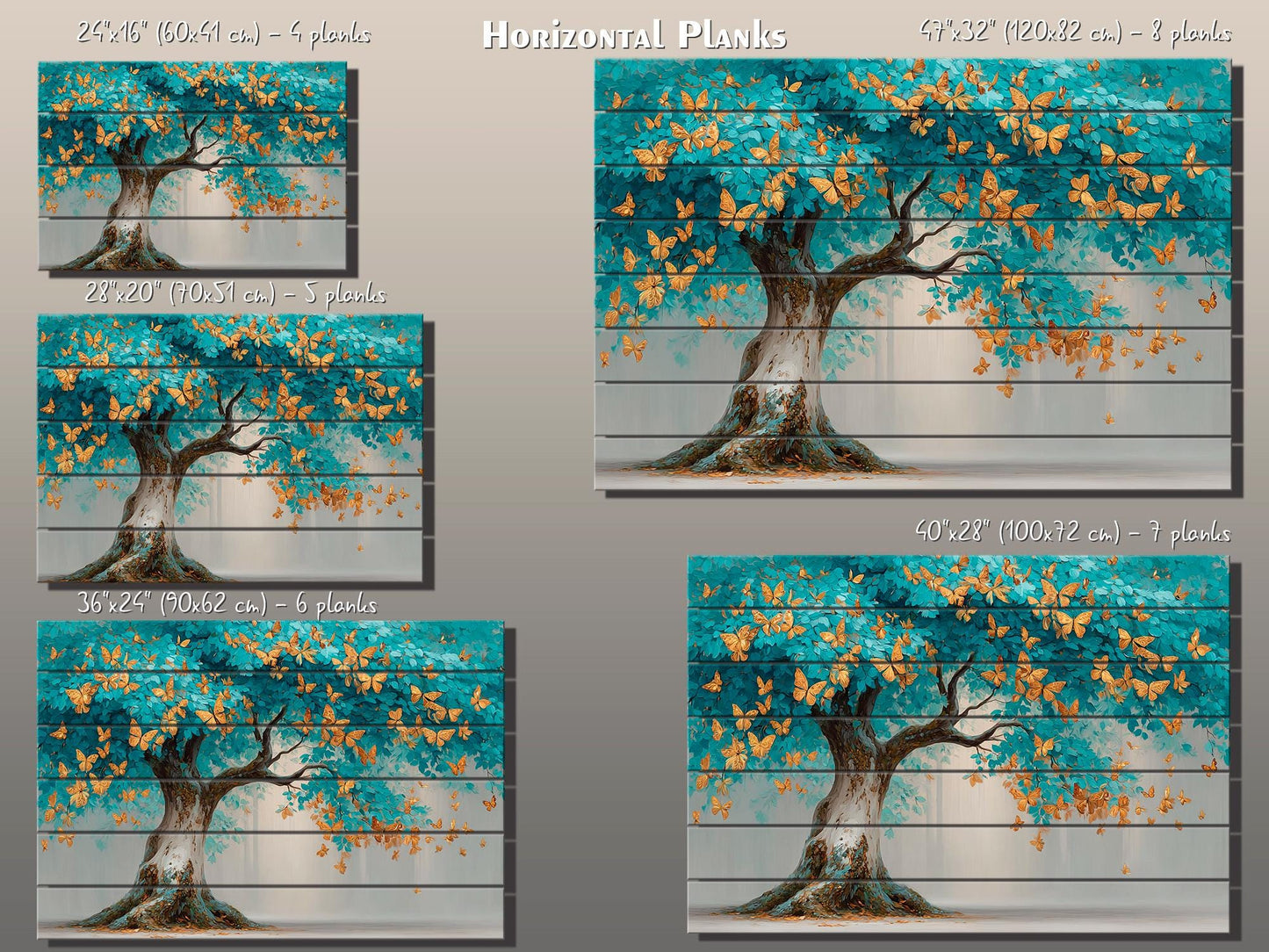 Tree Butterfly Wall Art – Abstract Tree Art Gold Turquoise Wood Wall Decor