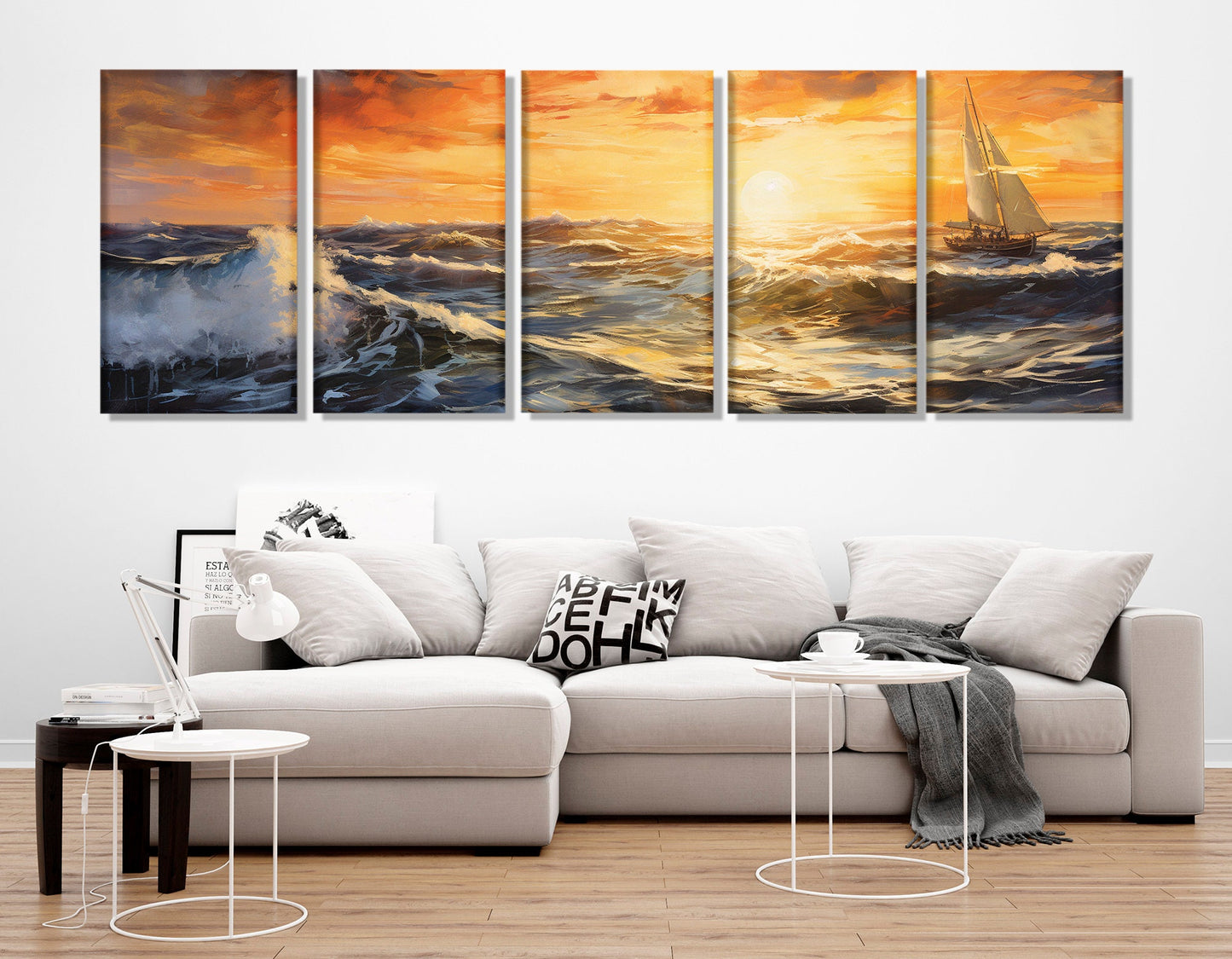 Sunset Sea Canvas Print – Sailboat Wall Art | Gallery Wrapped Cotton Canvas, Ready to Hang