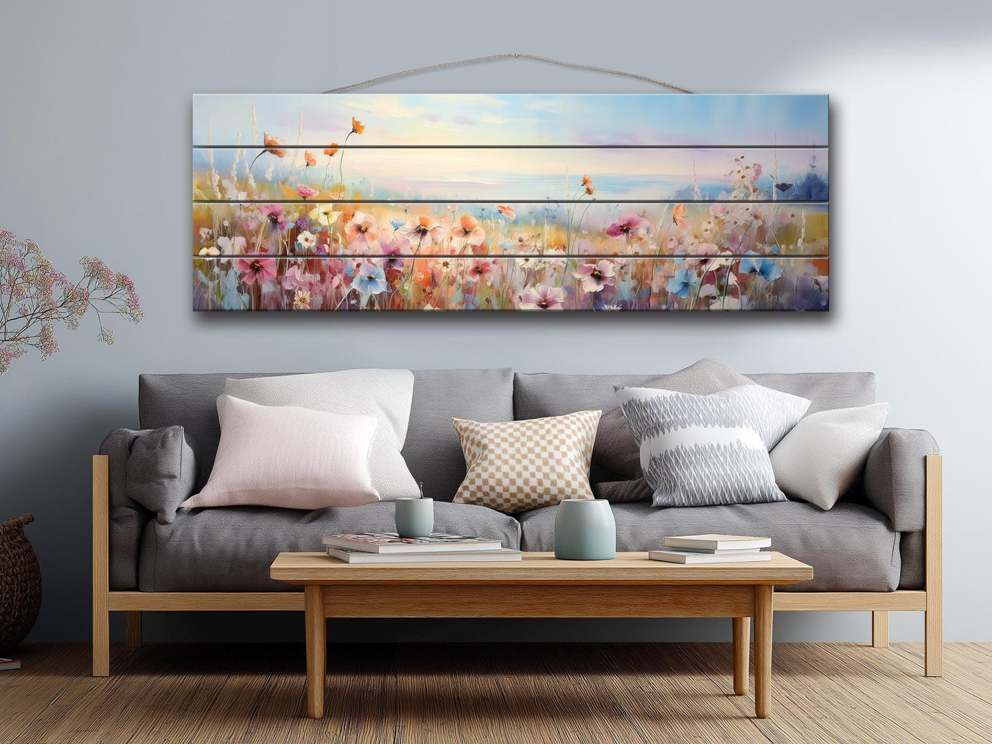 Wildflowers Wood Art – Large Floral Wood Wall Art | Rustic Farmhouse Style Decor