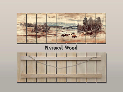 Yellowstone Wood Print – Rustic Wall Decor on Natural Wood Art Panel