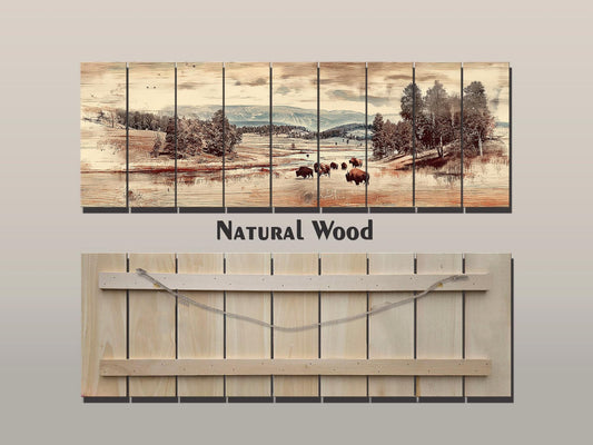 Yellowstone Wood Print – Rustic Wall Decor on Natural Wood Art Panel