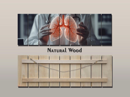 Human Lungs Print On Natural Wood - Pulmonologist Wall Art