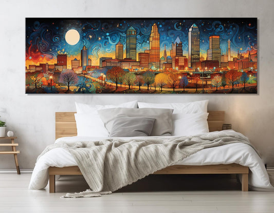 Oklahoma City Canvas Print – Abstract Starry Night Painting | Framed Wall Art Ready to Hang