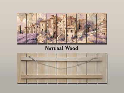 Provence Wood Wall Art – Rustic Coastal Painting on Beige Lavender Wood Planks