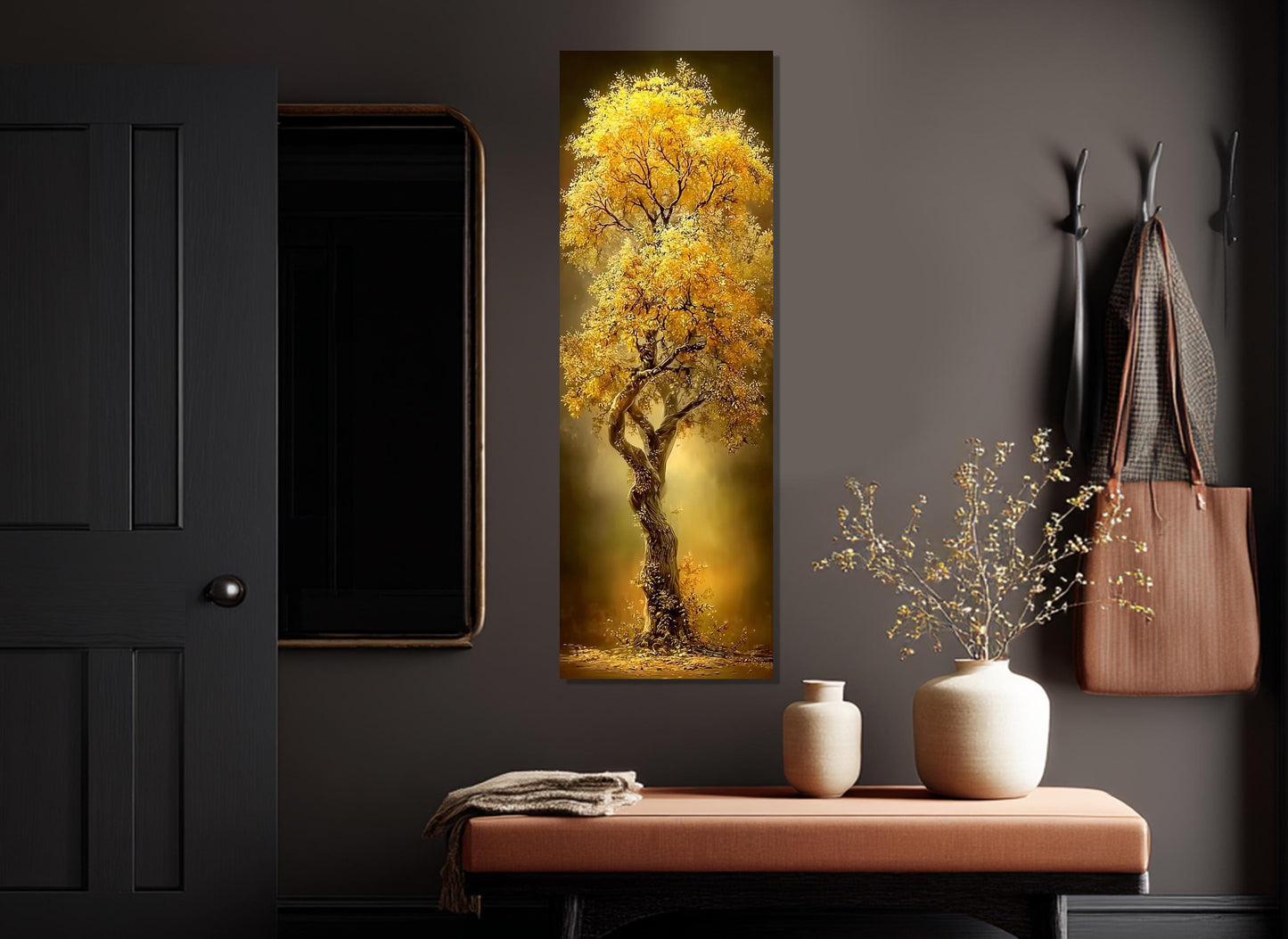 Golden Tree Canvas Print, Golden Tree Art, Modern Rustic Wall Decor, Framed & Ready to Hang