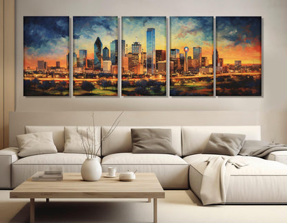 Dallas Canvas Print – Abstract City Painting | Large Gallery Wrapped Canvas Art