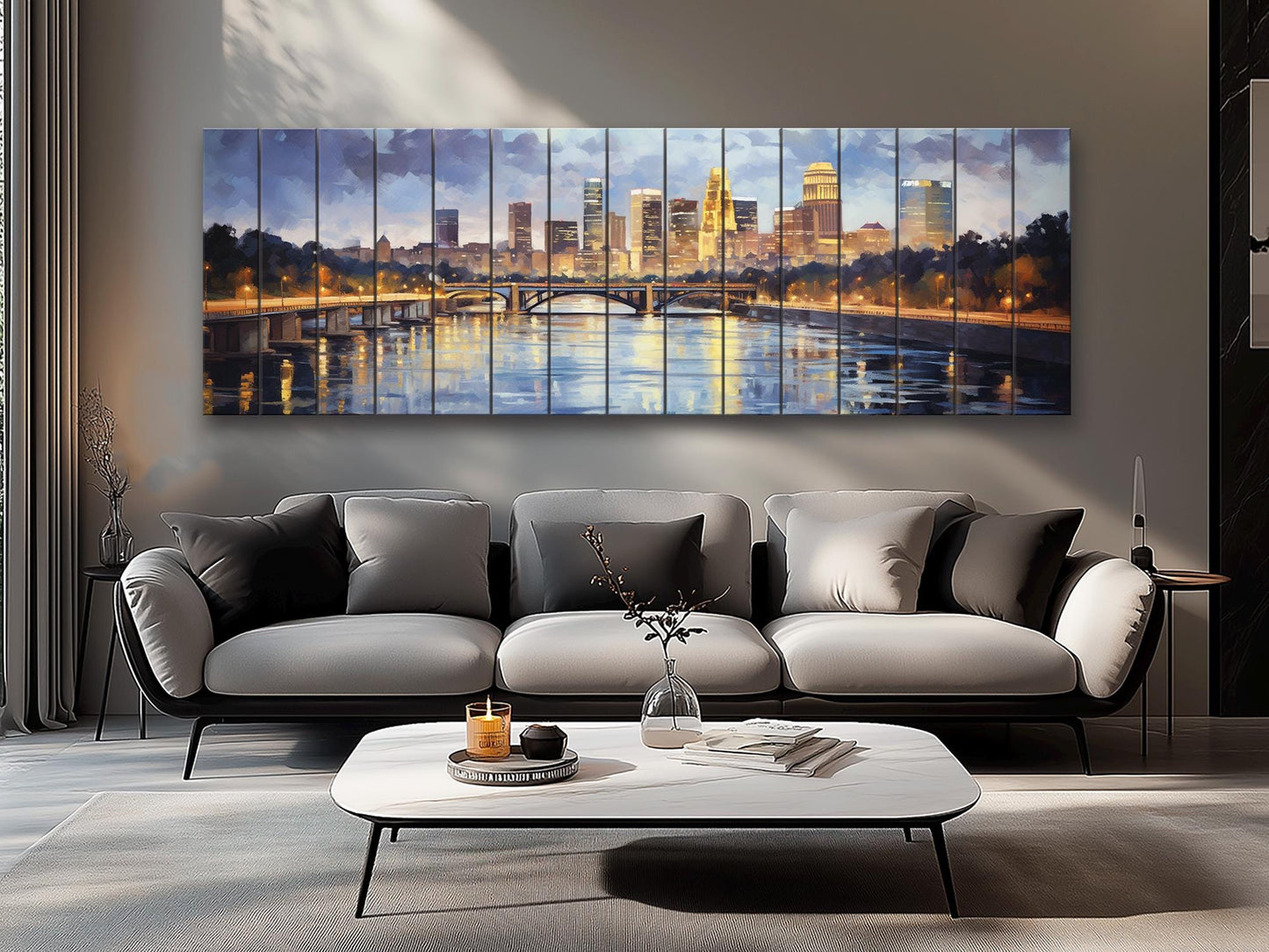 Minneapolis Wood Wall Art – Rustic Skyline Painting on Wood – Unique Natural Texture Decor