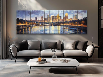 Minneapolis Wood Wall Art – Rustic Skyline Painting on Wood – Unique Natural Texture Decor