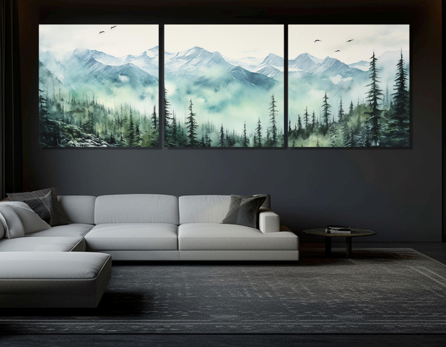 North Cascades Canvas Print – Misty Forest Painting | Framed Canvas, Ready to Hang