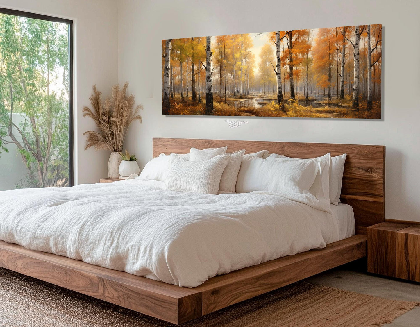 Autumn Forest Canvas Print – Framed Eco Friendly Birch Trees Wall Art, Ready to Hang