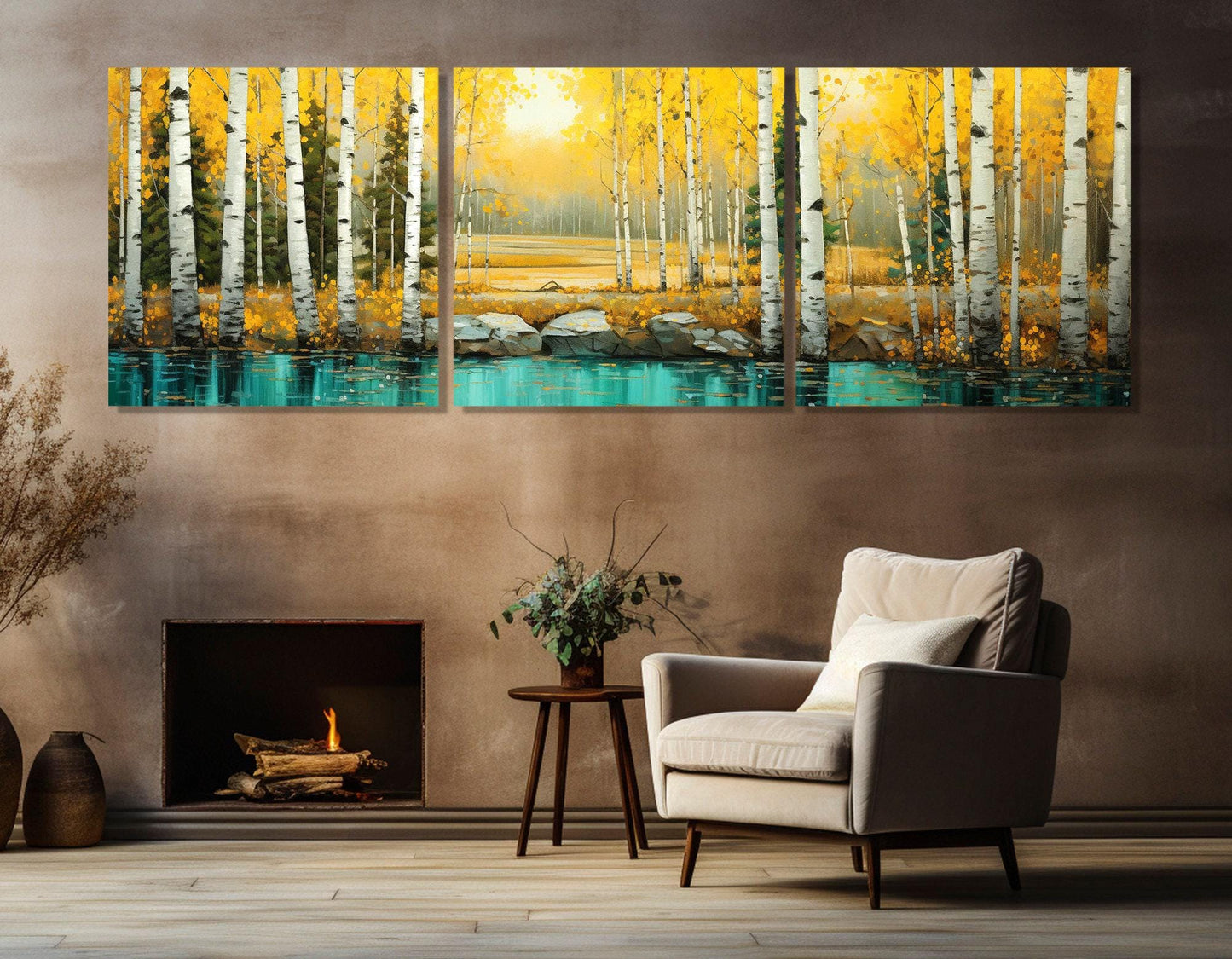 Birch Grove Canvas Print – Scenic Forest Painting | Framed Birch Canvas Wall Art