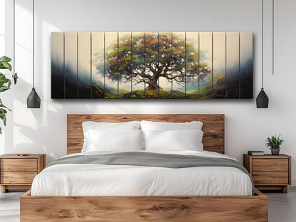 Yggdrasil Tree of Life Natural Wood Art - UV Printed Wood Plank Wall Decor