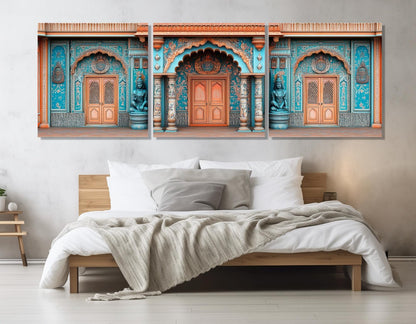 Madhubani Doors Canvas | Indian Wall Art - Framed Cotton Canvas Print, Ready to Hang