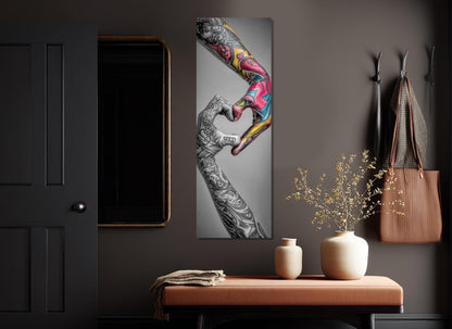 Tattoo Wall Art – Abstract Tattooed Hands Canvas Print | Framed & Ready to Hang