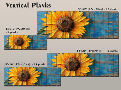 Rustic Wood Wall Art - Large Sunflower Wooden Floral Print | Cozy Farmhouse Decor