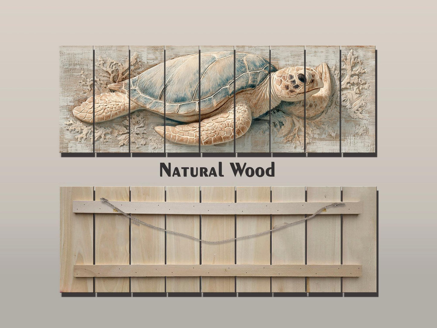 Sea Turtle Wall Art | Rustic Wood Art - Coastal Turtle Artwork on Wood Print