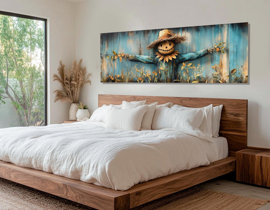 Rustic Farmhouse Wall Art - Scarecrow Canvas Print | Framed & Ready to Hang