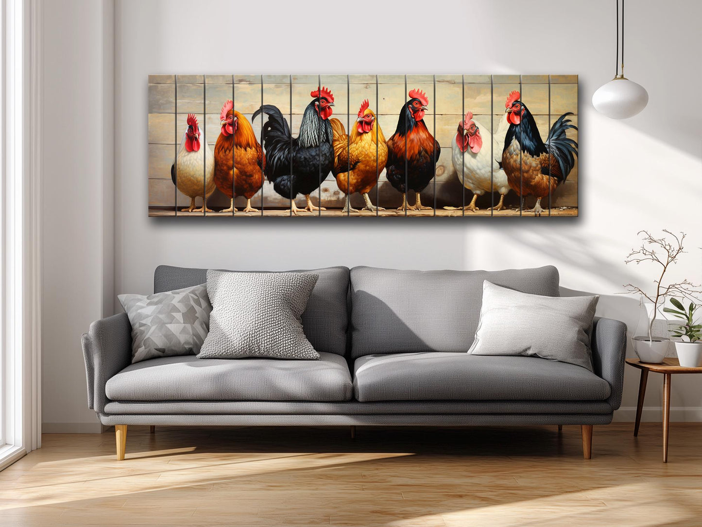 Wood Wall Art - Hen With Chicks Art | Farmhouse Wall Decor On Natural Wood Planks