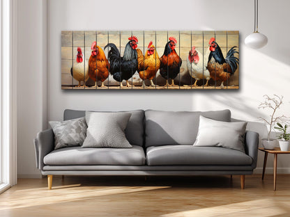 Wood Wall Art - Hen With Chicks Art | Farmhouse Wall Decor On Natural Wood Planks