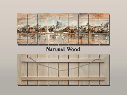 Washington D.C. Wood Print – Rustic Washington Skyline Art on Natural Wood Panels