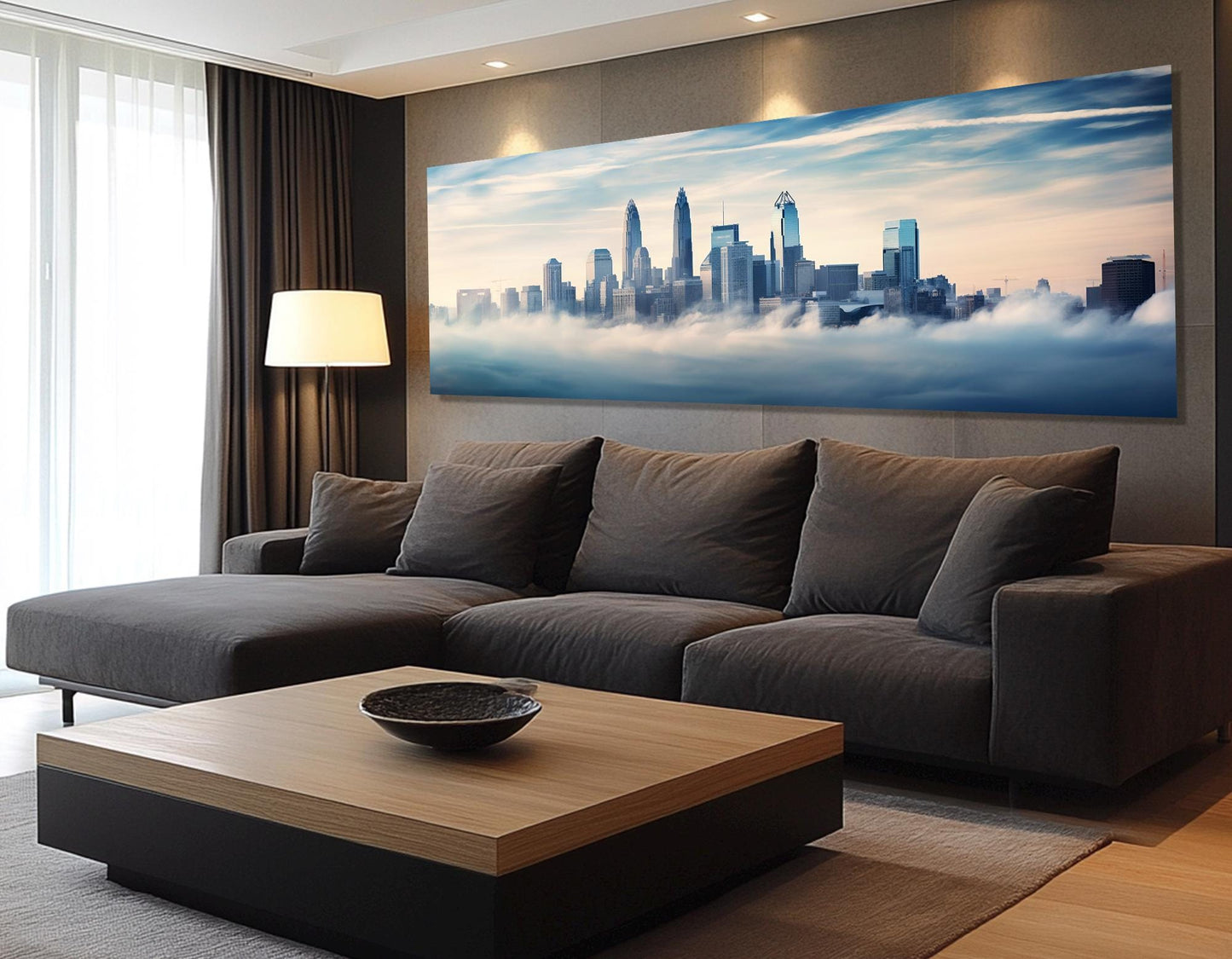 Charlotte Canvas Print – Large Abstract Cityscape on Cotton Canvas, Ready to Hang Art
