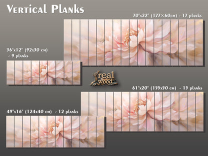 Wood Wall Art – Large Pink Peony Painting | Smooth Linden Wood Floral Decor