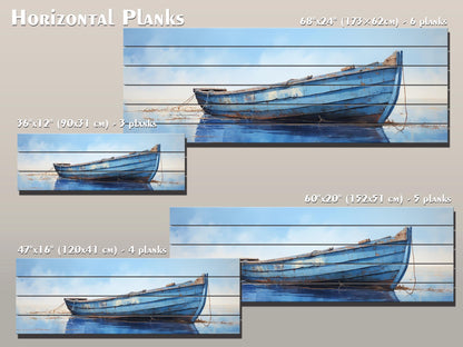 Rustic Blue Boat Art – Natural Wood Wall Art | Coastal Decor, Ready to Hang