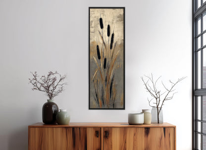 Cattails Abstract Art Canvas Print,  Nature Print, Rustic Wall Decor, Framed and Ready to Hang