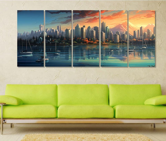 Vancouver Canvas Print – Abstract City Skyline Art | Framed Cotton Canvas, Ready to Hang