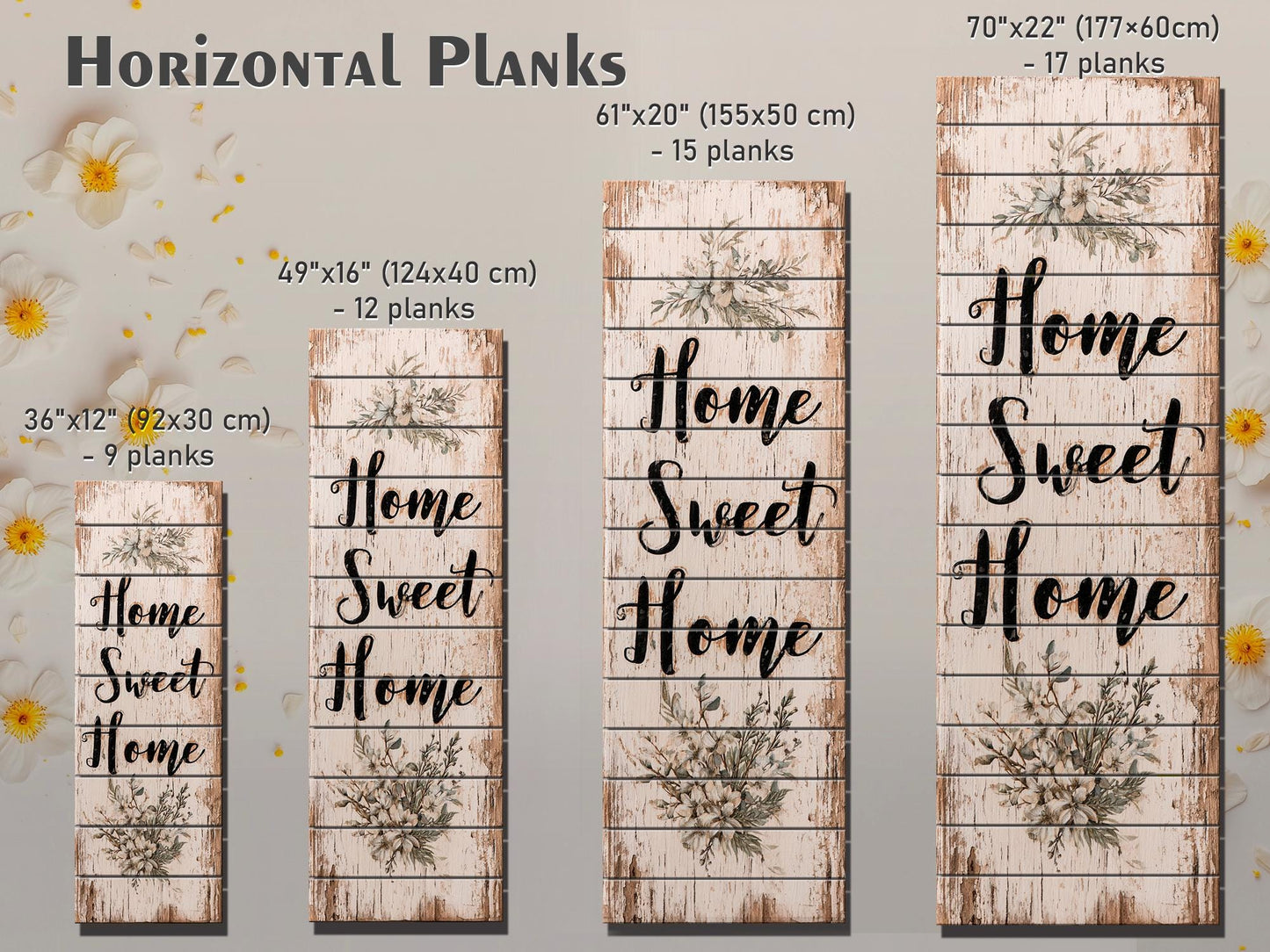 Rustic Wood Wall Art – Home Sweet Home Sign | Natural Linden Wood Plank Print