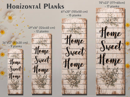 Rustic Wood Wall Art – Home Sweet Home Sign | Natural Linden Wood Plank Print