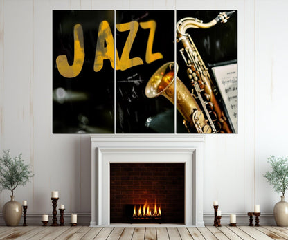 Abstract Saxophone Canvas - Jazz Wall Art | Framed Canvas Print Ready to Hang