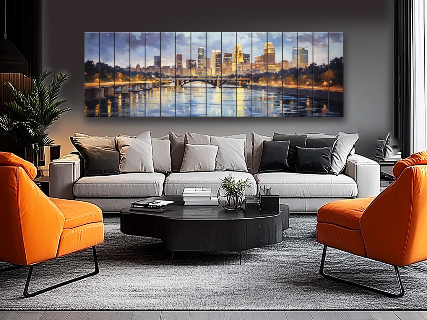 Minneapolis Wood Wall Art – Rustic Skyline Painting on Wood – Unique Natural Texture Decor