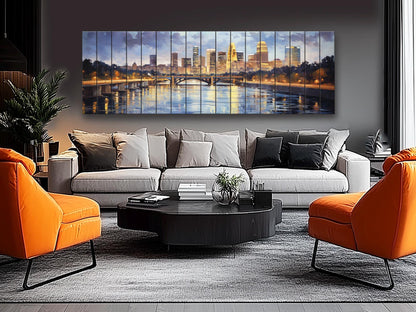 Minneapolis Wood Wall Art – Rustic Skyline Painting on Wood – Unique Natural Texture Decor