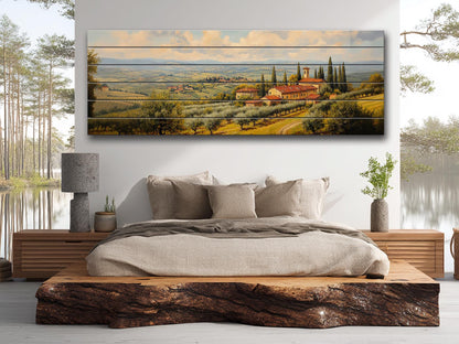 Italy Rolling Hills Print on Natural Wood –  Italy Wall Art