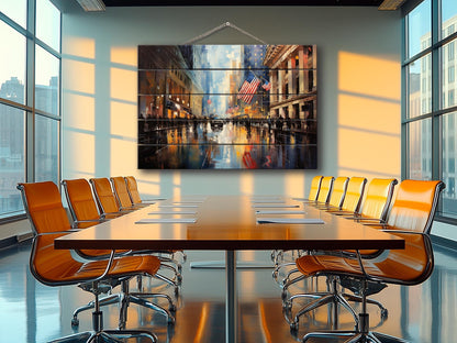 New York Stock Exchange Painting – Rustic Wood Wall Art | Manhattan Decor