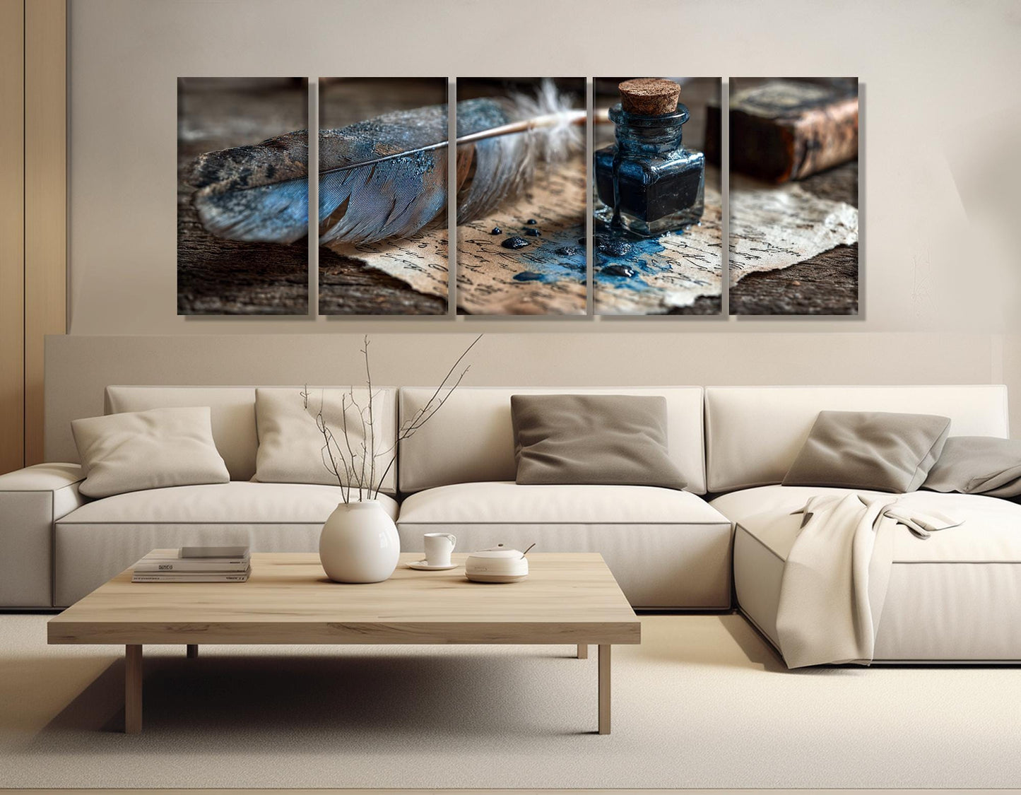 Scribe’s Quill and Inkpot Canvas Print, Writer Gift, Framed and Ready to Hang