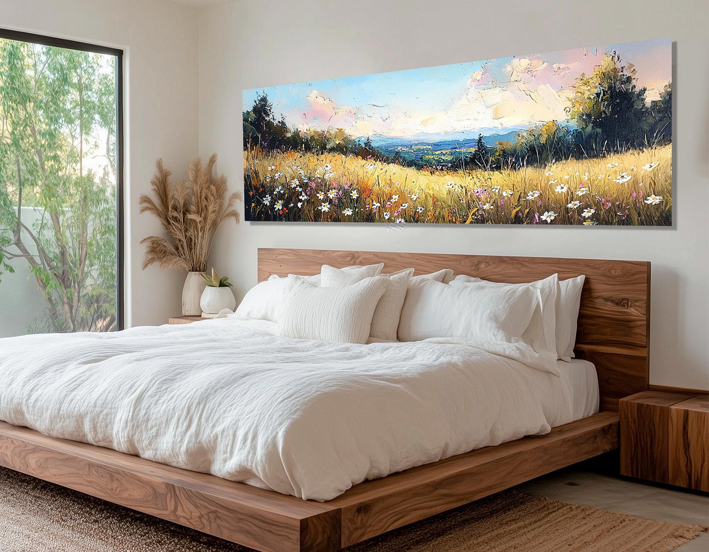 Wildflowers Canvas Print – Serene Meadow Painting | Framed Floral Wall Art Ready to Hang