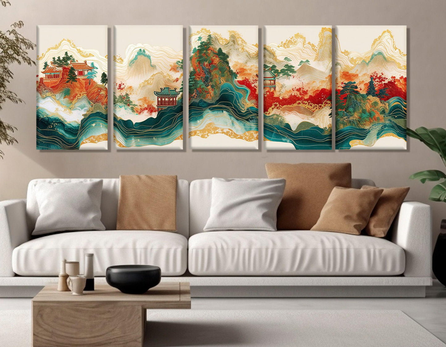Traditional Chinese Canvas Print - Spring Abstraction Painting | Framed, Ready to Hang