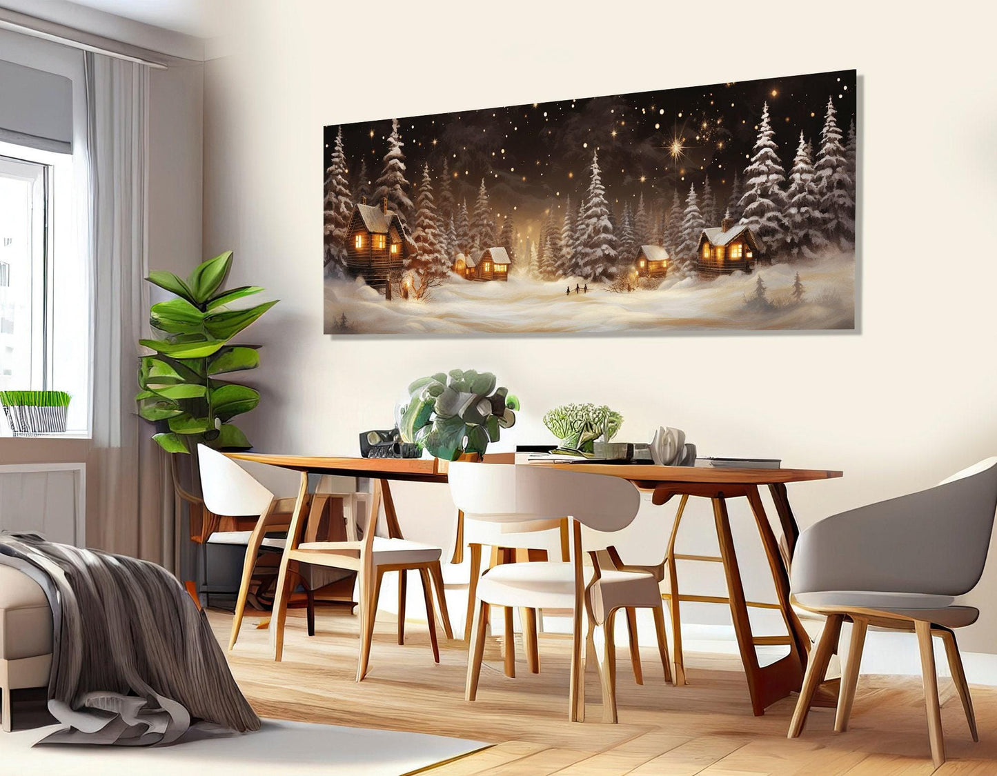 Winter Village Canvas Print – Framed Winter Canvas | Christmas Wall Art Decor